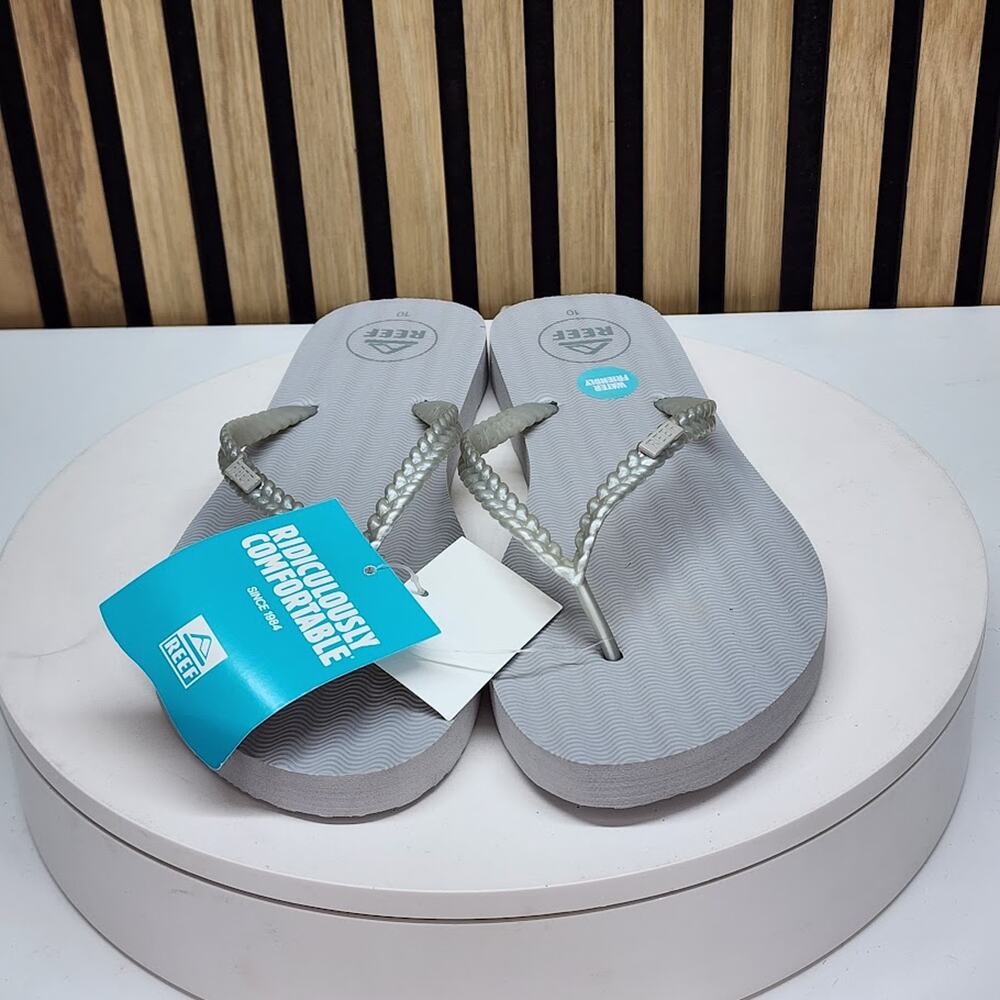 NEW - REEF Seaside Womens Silver Thong Sandals Water Friendly Flip Flops Size 11 - Picture 5 of 7